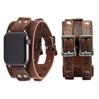 Bracelet en cuir véritable pour bracelet de montre Apple 44mm 40mm 45mm 46mm 49mm, Double boucle en métal, série iWatch Ultra 3/11/10/SE3 3