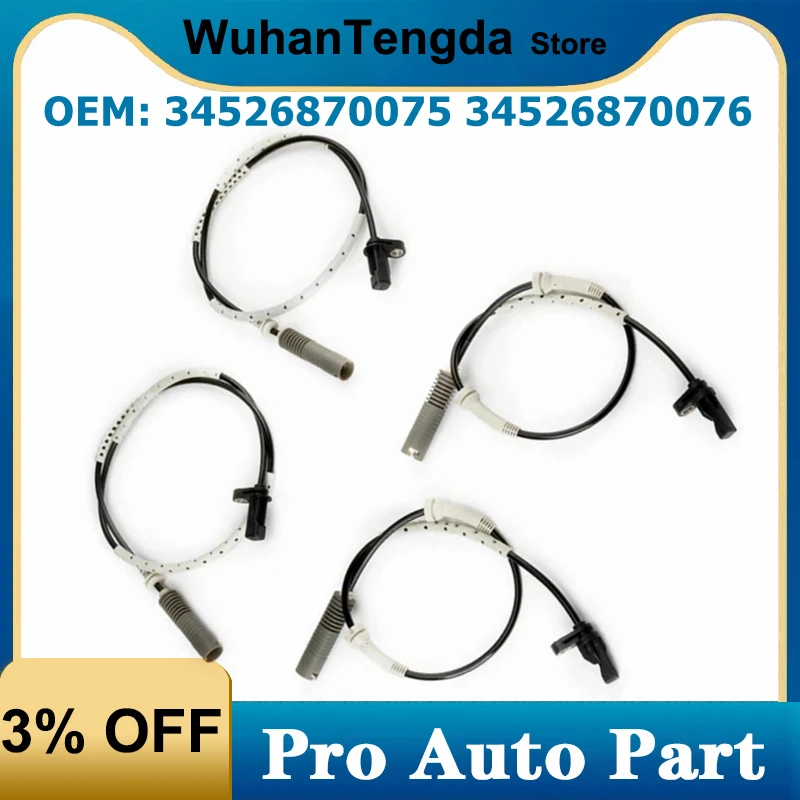 for BMW E81 E82 E87 E90 34526870075 34526870076 4Pcs Front Rear ABS Wheel Speed Sensor 34526760424 34526760425