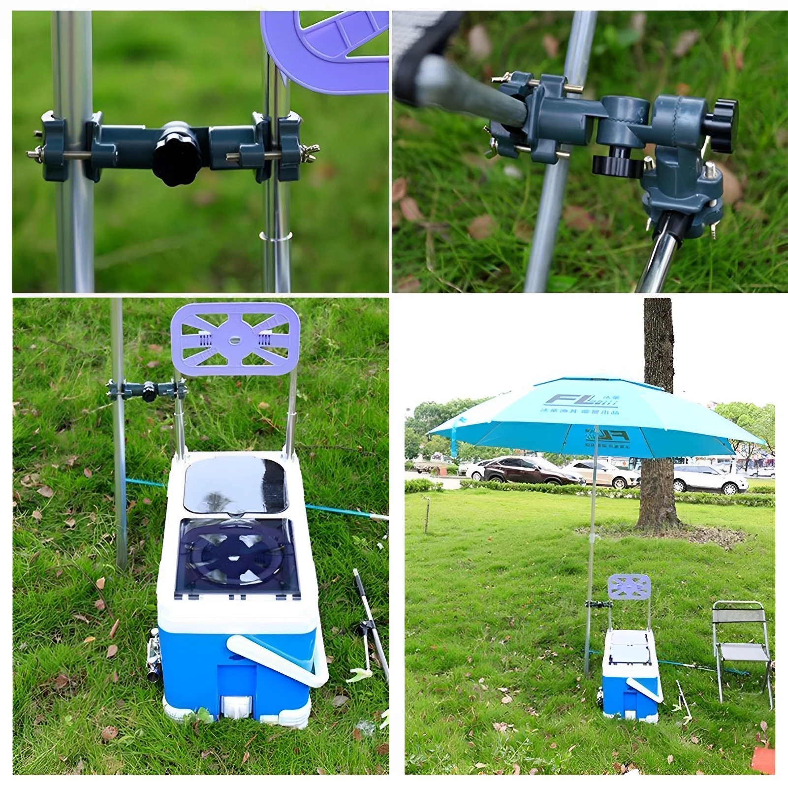 Umbrella Stand Universal Aluminum Alloy Fishing Chair Umbrella Holder Clamp, Adjustable Chair Umbrella Mount Clip Fixed Beach Fishing Chair Clamp Stand Bracket Support For Outdoor Beach