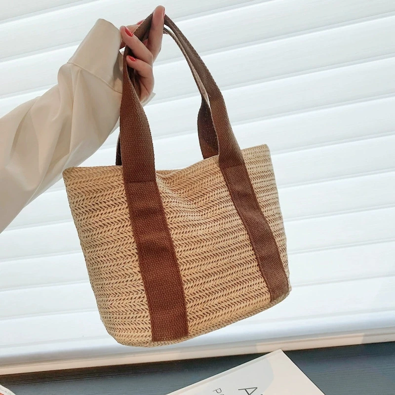 Chic Straw Woven Beach Tote Bag for Women Lightweight Woven Handbag Shoulder Bag, Perfect for Summer Vacations Pool Days, Travel