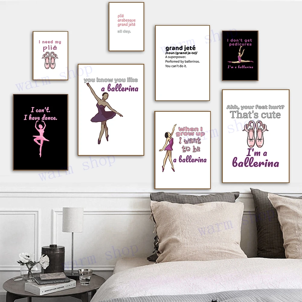 Modern Elegant Ballerina Canvas Painting Nordic Wall Art Poster E Stampe Girl Dancing Shoes Inspirational Picture Decoration