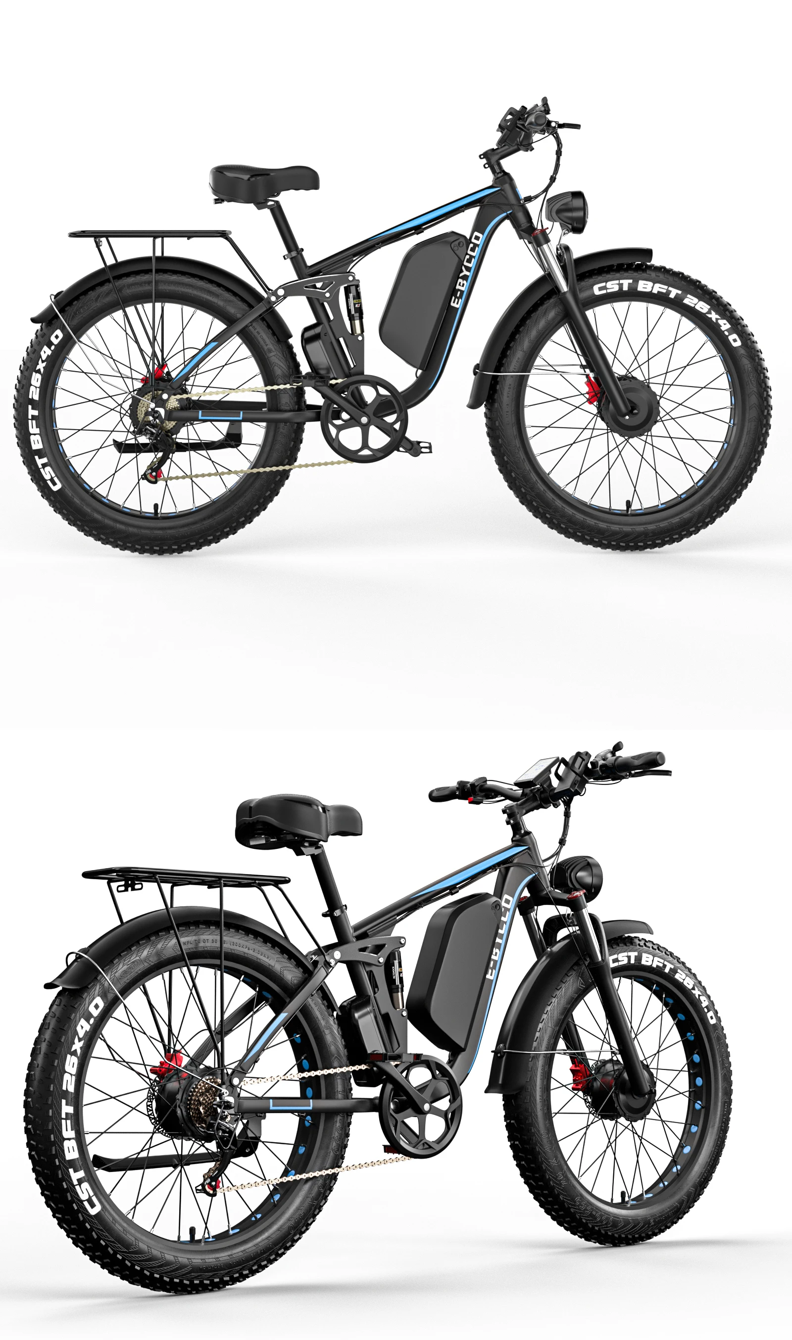 E-BYCCO EB7Pro Elektrofahrrad 52V 23AH Wasserdichter Akku Offroad 26x4.0 Fat Tire Allterrain E-Bike – Detail 8