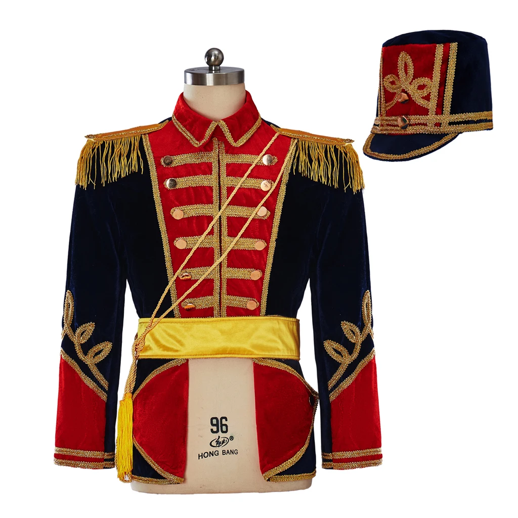 thumbnail image 1 of Disfraz de Cascanueces, uniforme militar medieval real, chaqueta de esmoquin colonial, chaqueta estilo regencia de George Washington con sombrero para hombre, 1 of 4