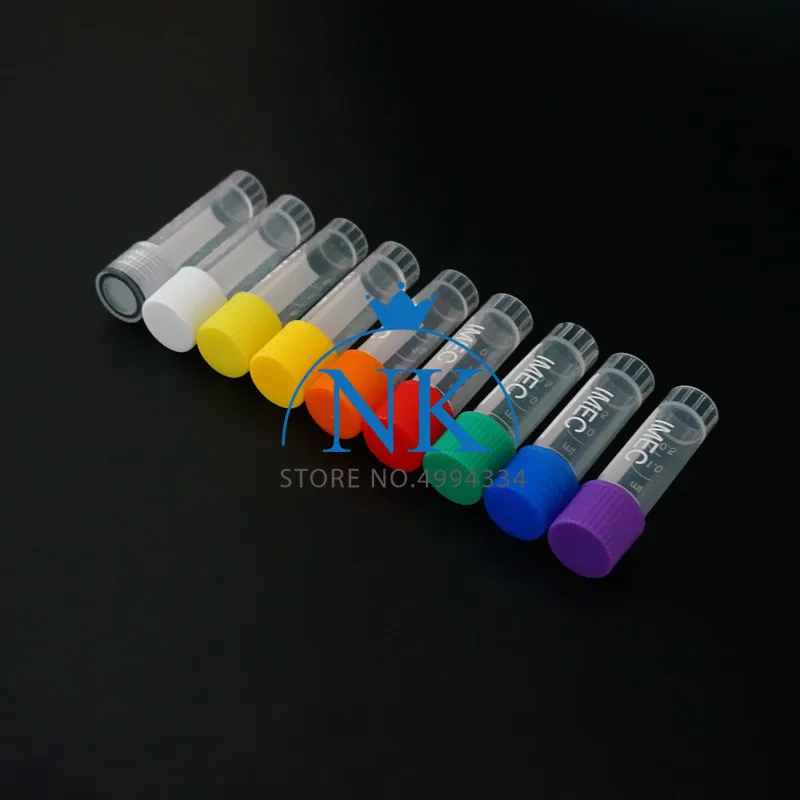500Pcs/Lot 1.8ml(2ml) Cryovial Cryopreservation Tube Cryogenic Vials Plastic Reagent Bottle With Silica Gel Washer