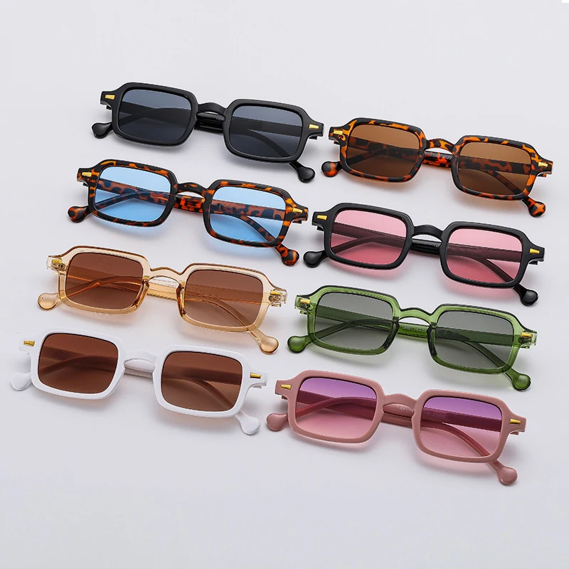 8pcs/set Luxurious Rectangle Sunglasses Women Oval Vintage Square Sun Glasses Men Shades Female Eye Wear Anti-glare