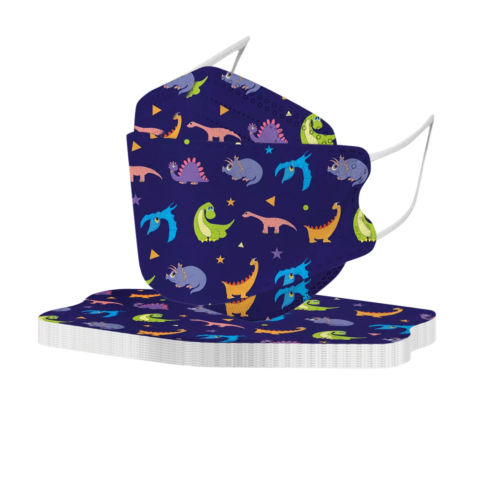 10Pcs Children's Fish-shaped Dinosaur Design Disposable Mask, Four-layer Ultra-filtering For Boys And Girls Children's cartoon