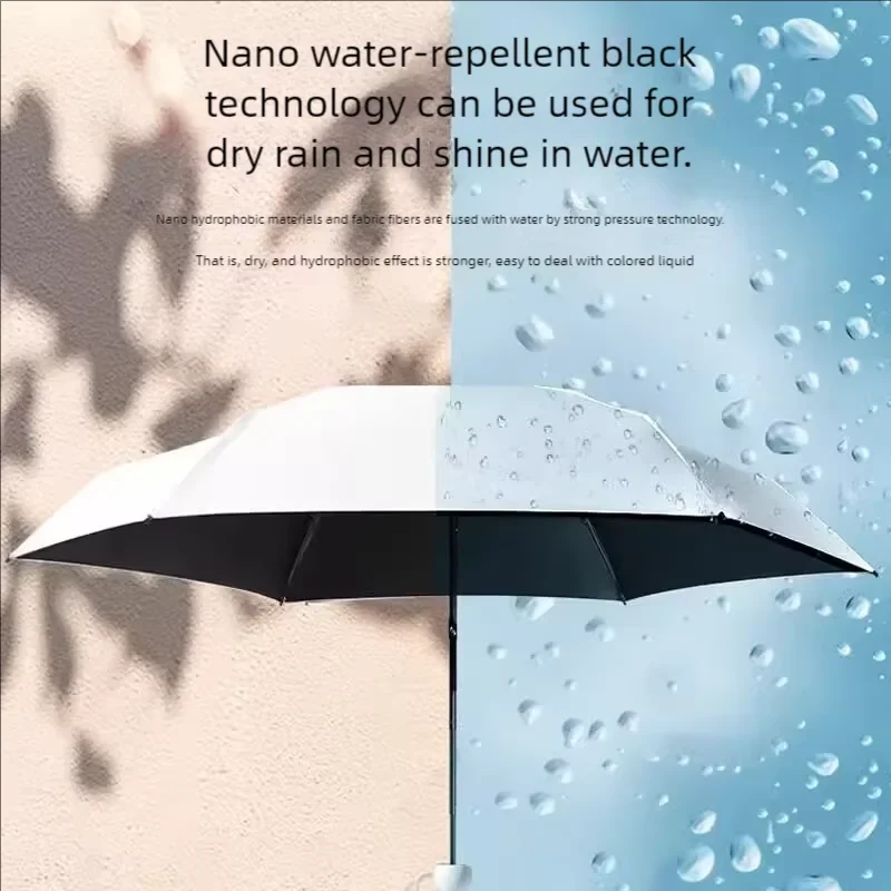 Foldable capsule umbrella portable mini sunshade sun protection umbrella rubber alloy handle five folding retractable umbrella