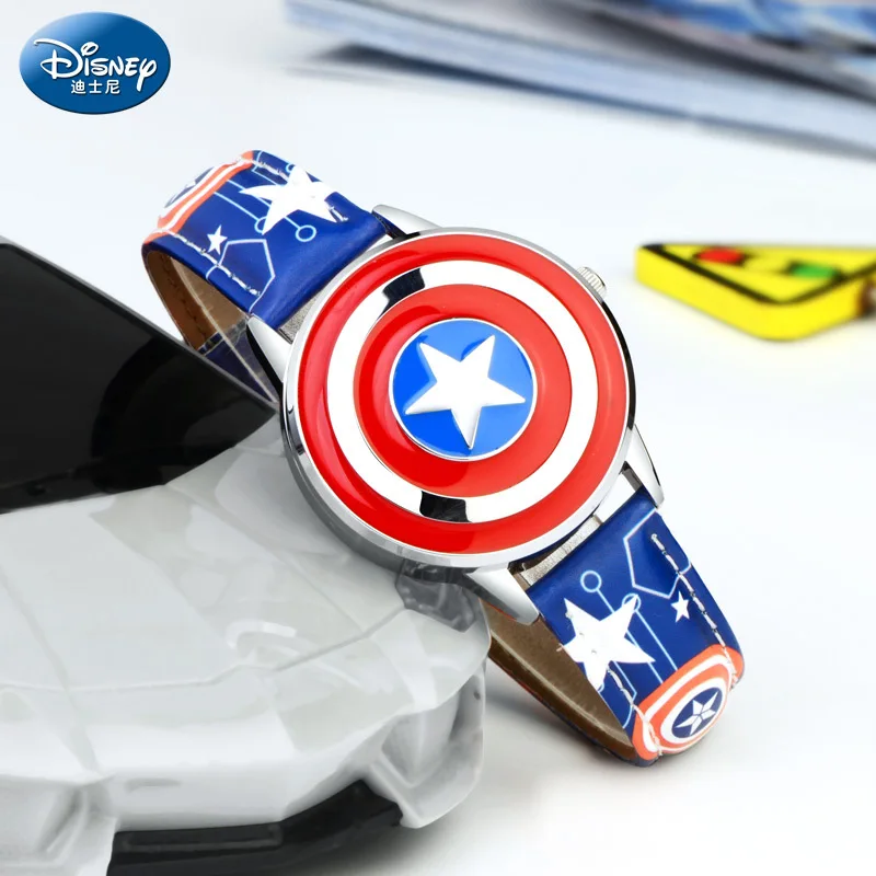 Disney spiderman Kids watch Captain America ironman children's watches Leather Quartz Flip Metal Case Watches Boys Clock gifts 3