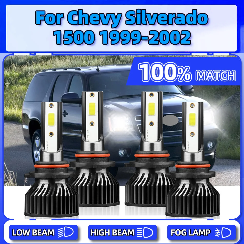 

40000LM LED Headlight 240W Turbo Auto Headlamps 6000K White 12V Auto Head Lamps For Chevy Silverado 1500 1999 2000 2001 2002