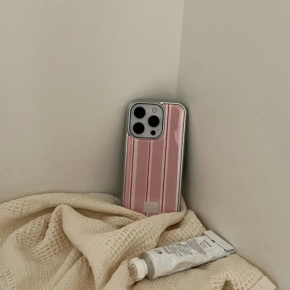 Luxury Electroplated Stripes Phone Case with Drip Glue Finish