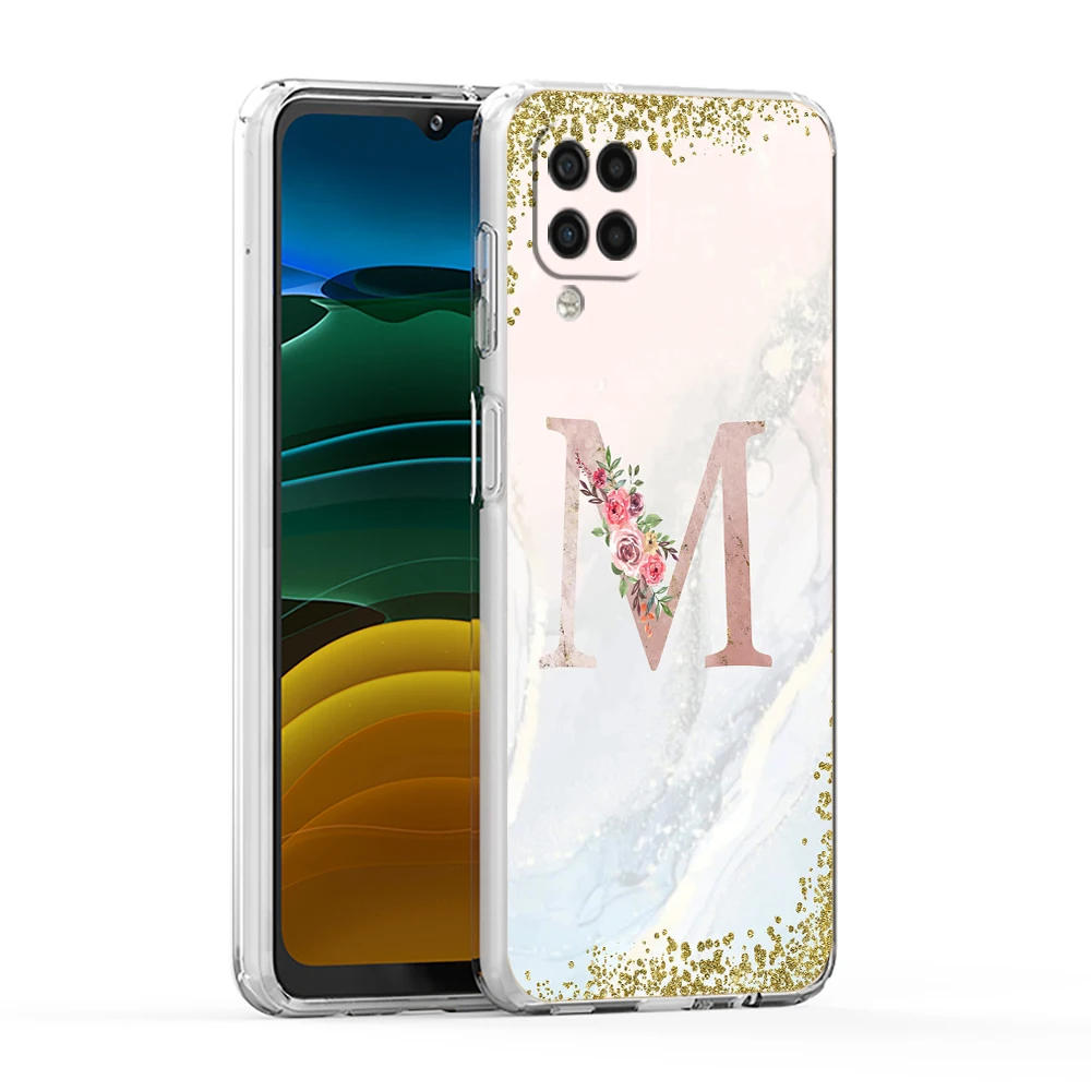 Pink Flowers Letter Transparent Soft Phone Case Cover