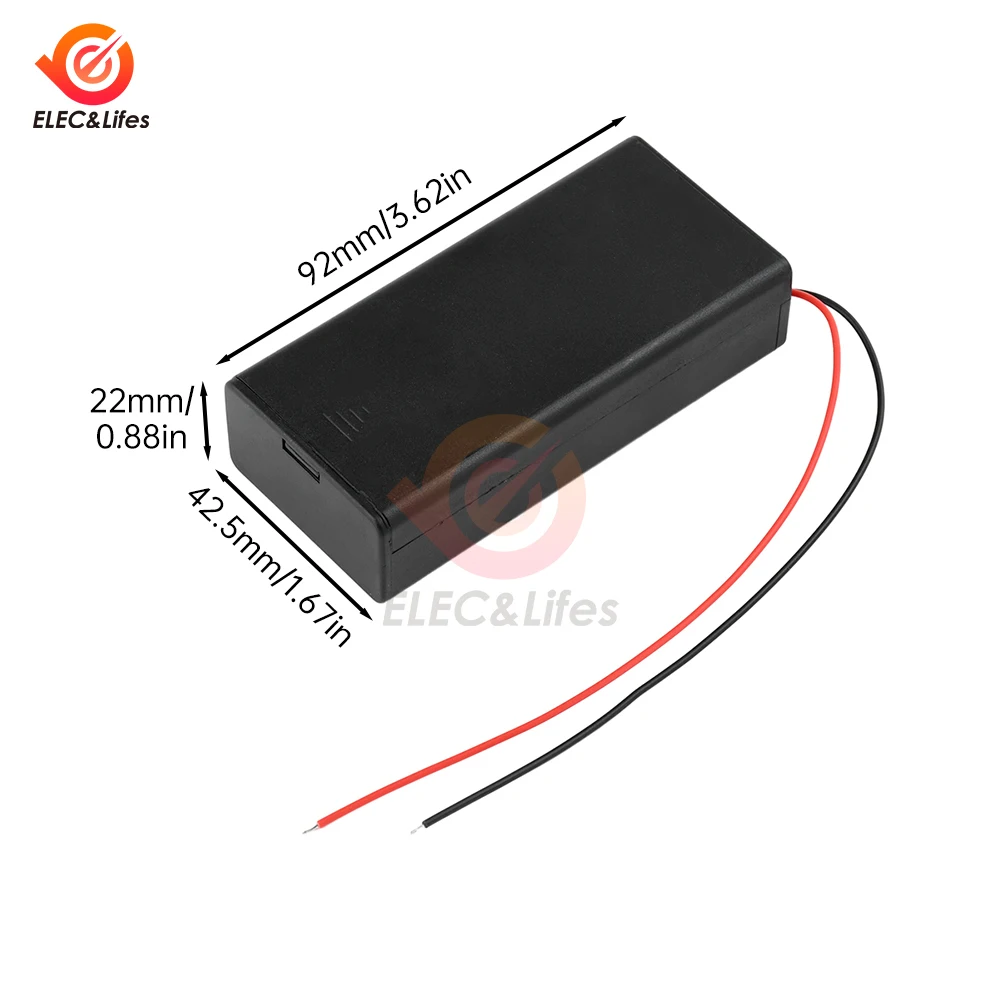 Boîtier batterie 18650 2 slots PP ignifuge avec interrupteur