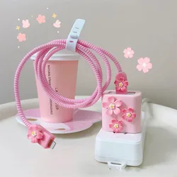 Elegant 3D Pink Flower Charger Protector Sleeve (Pink)