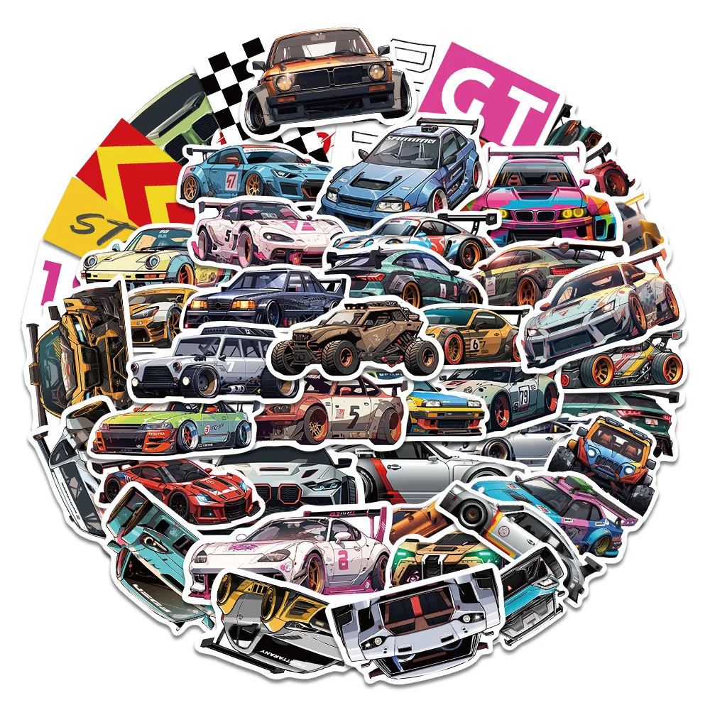 

10/30/50Pcs Modified Sports Car Graffiti Sticker Suitcases Laptops Phone Water Cup Motorcycle Helmet Kid Toy Waterproof Sticker
