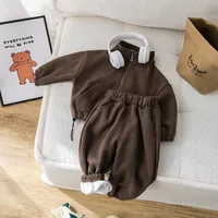 IYEAL enfants bébé vêtements ensembles hiver polaire décontracté 2 pièces enfants ensembles Sport costume pour bébé filles garçons vêtements manteau + pantalon 1-6 ans 3