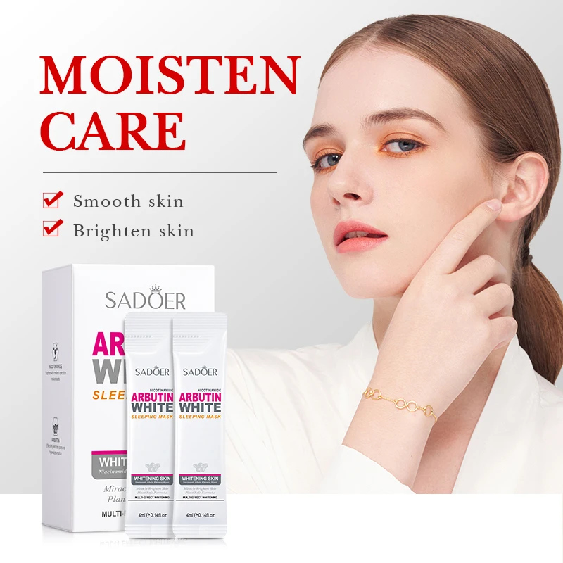 20pcs SADOER Whitening Sleeping Facial Masks Moisturizing Anti-Aging Anti Wrinkles Arbutin Nicotinamide Face Mask Skin Care