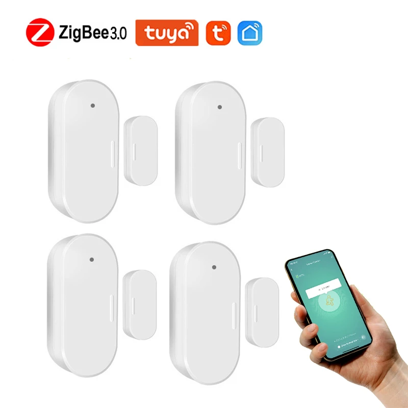 Tuya Door Window Sensor Zigbee Smart Home Security Detector Alarm Real Time Voice Control Work with Alexa Google Home Smart Life emergency call button for elderly