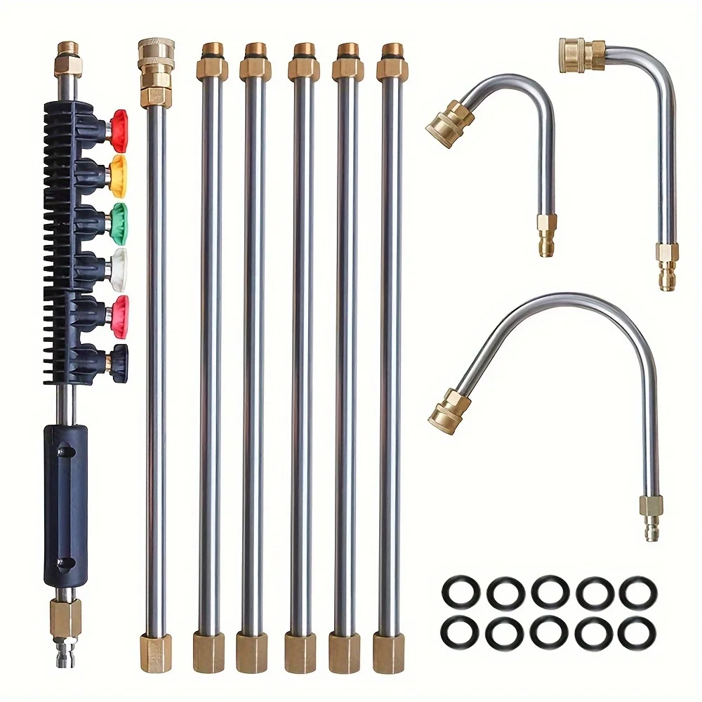 4000 PSI High Pressure Washer Extension Wand-10pcs/set 1/4" Quick Connect Power Washer Lance With 6 Nozzle Tips