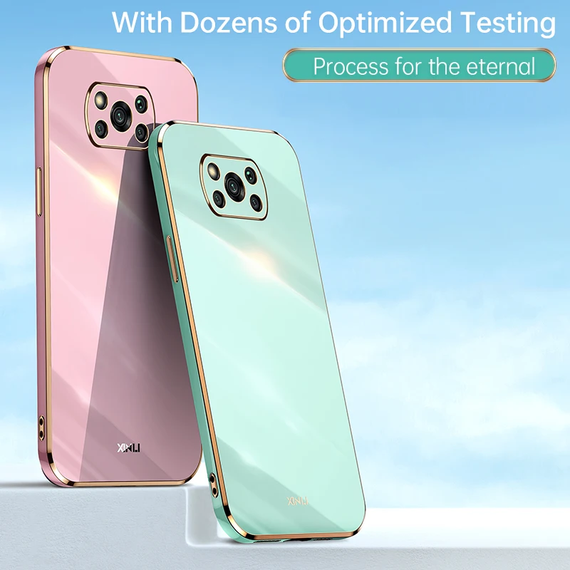 Luxury Gold Frame Silicone Phone Case with Plating Finish - Soft Back Cover