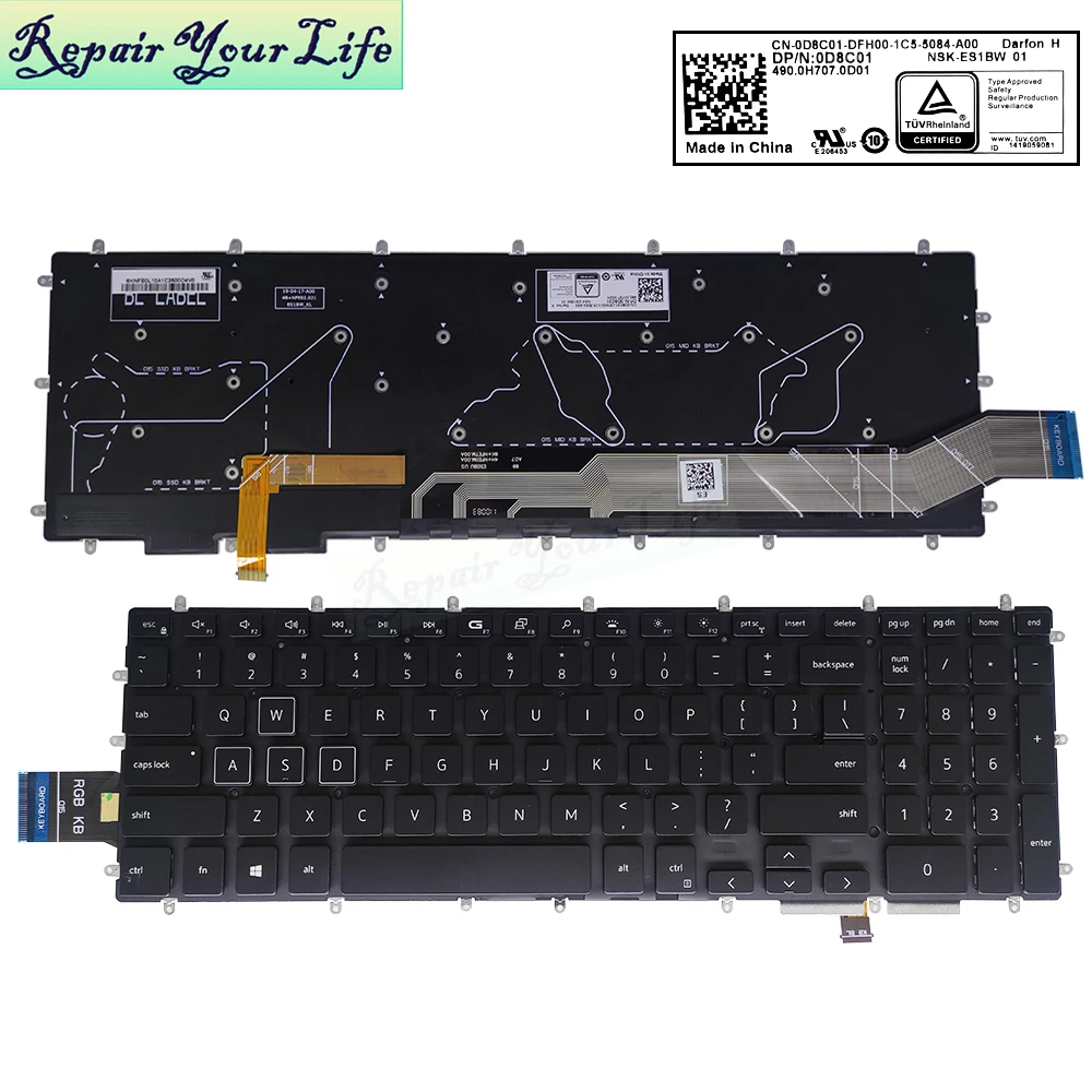 Teclado Retroiluminado Rgb Árabe dos Eua Retroiluminação para Laptop de Zonas Dell g5 5590 5500 g5 se 5505 5587 g3 15 3590 3500 3779 3579 - Imagem 2