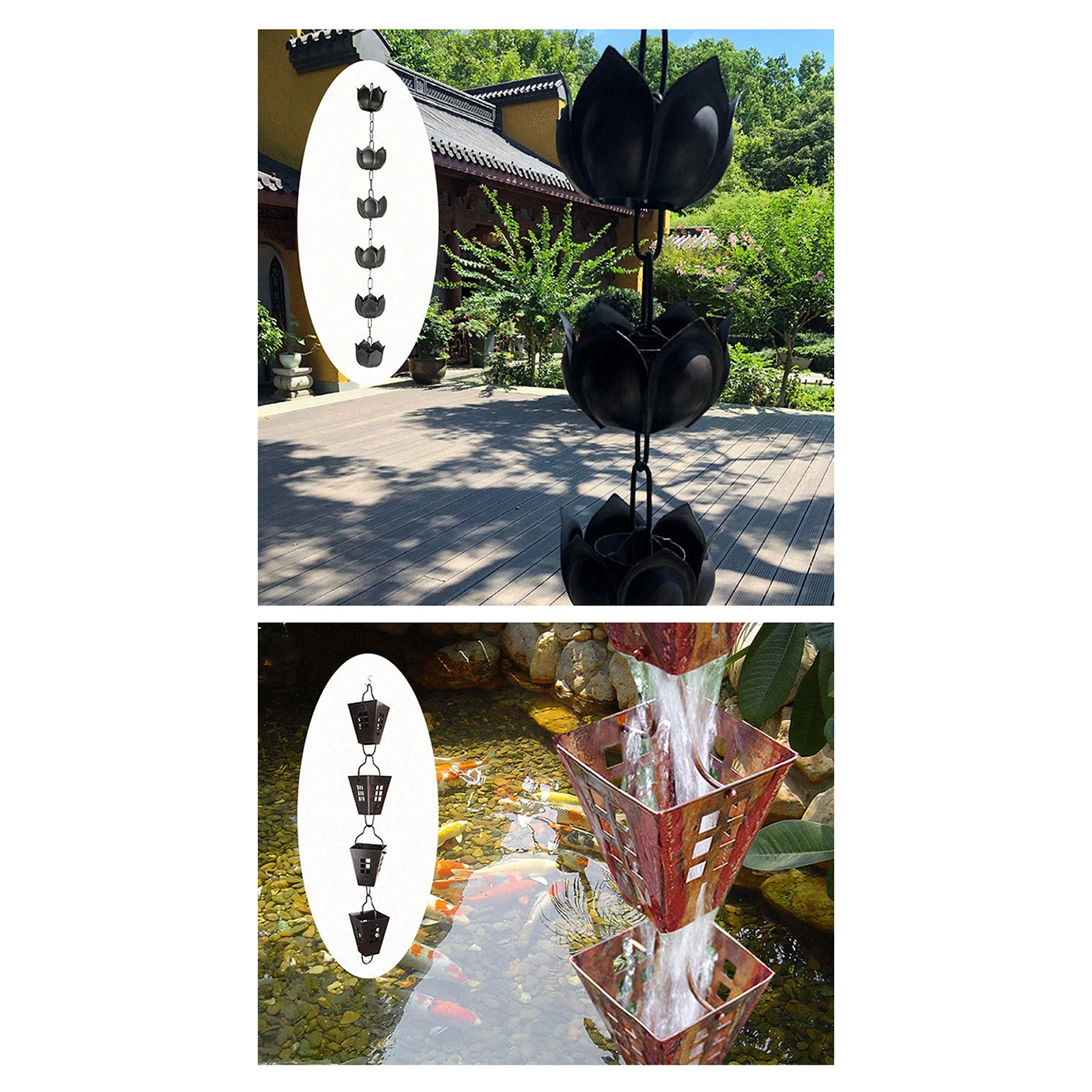 Gutter Rain Chains Metal Rain Chains For Ancient Buildings In Chinese Courtyard Corridors Rainwater Chain Cup Collectors Cu