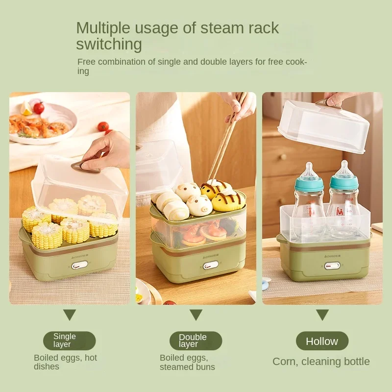 220V Egg Cooker Egg Boiler Food Steaming Cooker Multifunctional Automatic Household Breakfast Machine