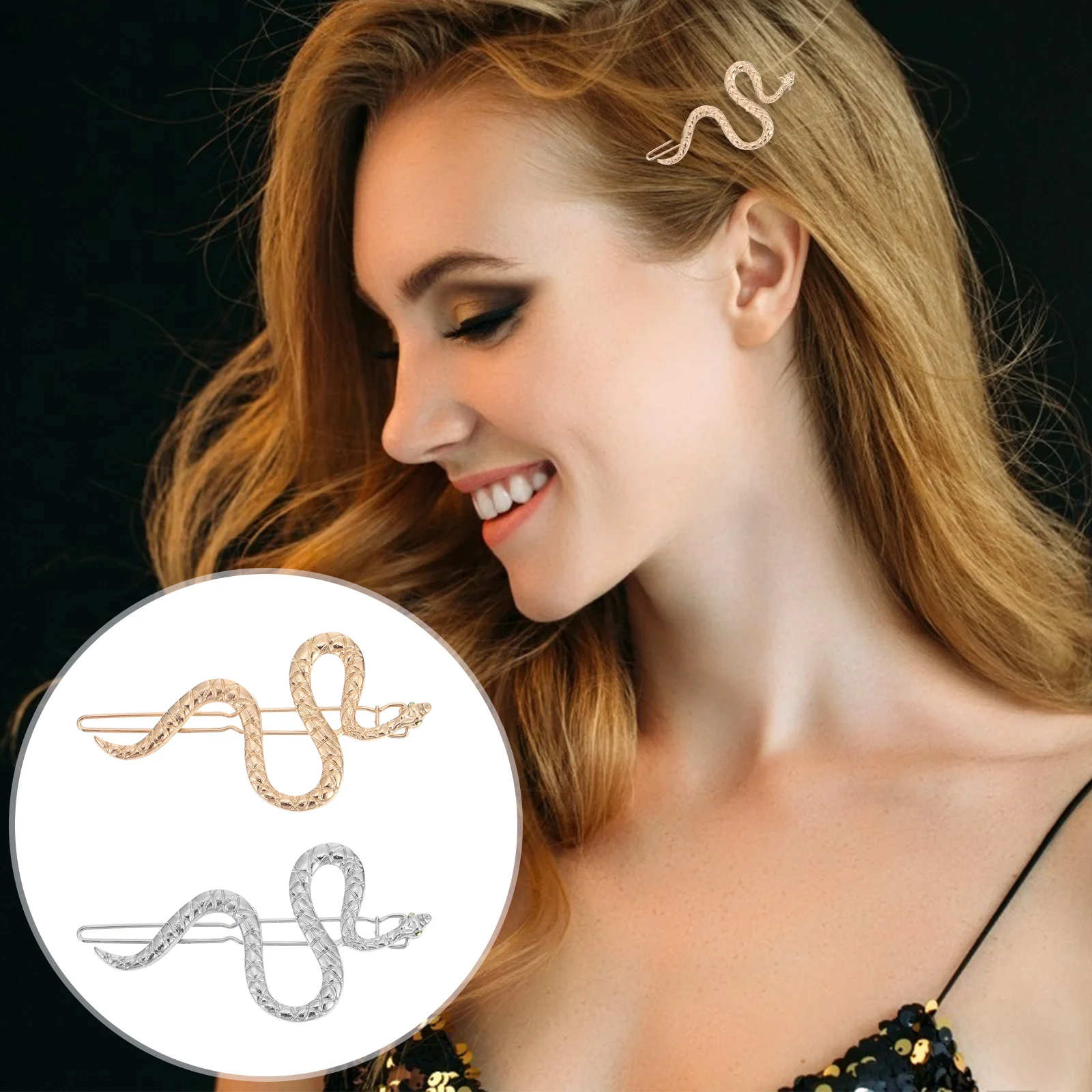 

4pcs Alloy Decorative Hairpin Snake Pattern Hair Trinket Barrettes for Halloween