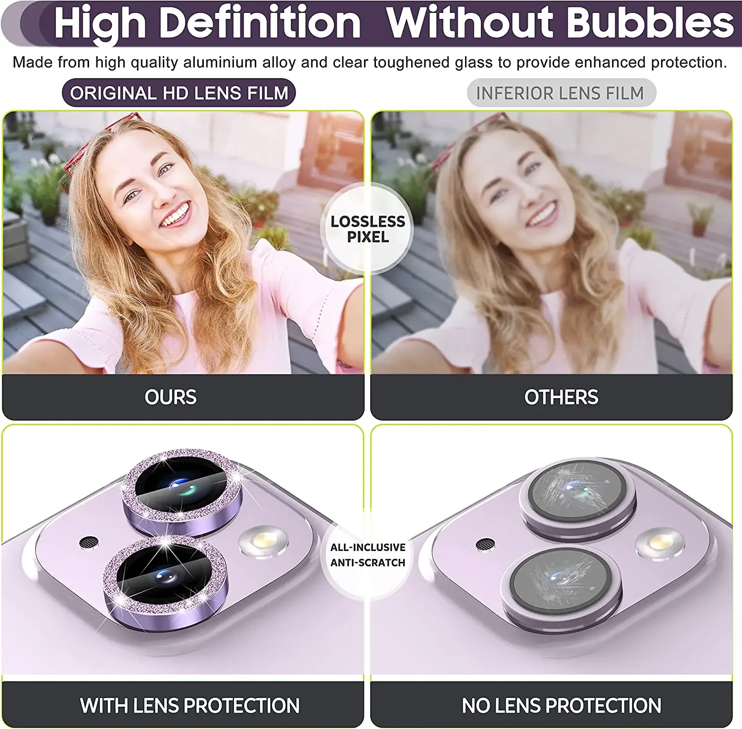 Glitter Diamond Tempered Glass Camera Lens Protector Screen Film