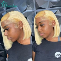 Perruque Bob Lace Front Wig 613 naturelle, cheveux humains, blond ombré 1B 613, 13x6, pour femmes africaines 4