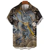 Animal Elements Pattern Shirts For Men Clothing 3d Print Tiger T-shirt Streetwear Fashion Trend Short Sleeve Men's Buttons Shirt 6