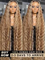 38 40 Inch Curly Wigs Deep Wave HD Lace Front Wig Colored Brazilian Highlight Ombre 13x6 Lace Frontal Wig Human Hair For Women