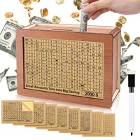 1000/2000/3000/5000/10000 Euro Wooden Money Box - Reusable Piggy Bank with Savings Goal Tracker & Numbered Compartments 2