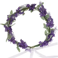 Flower Crown Green Wedding Hair Accessories Bridal Floral Headband Violet Headpiece 2