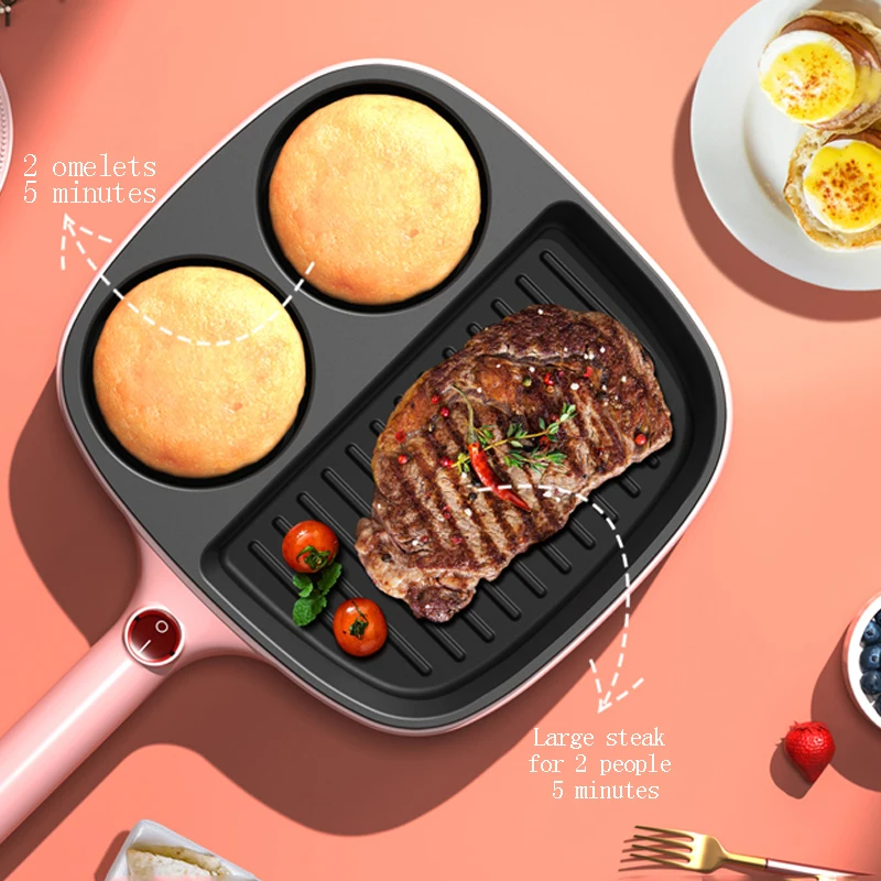 Multifunctional Egg Burger Machine Plug-In Special Flat-Bottomed Breakfast Pancake Pan Household Non-Stick Pancake Egg Artifact