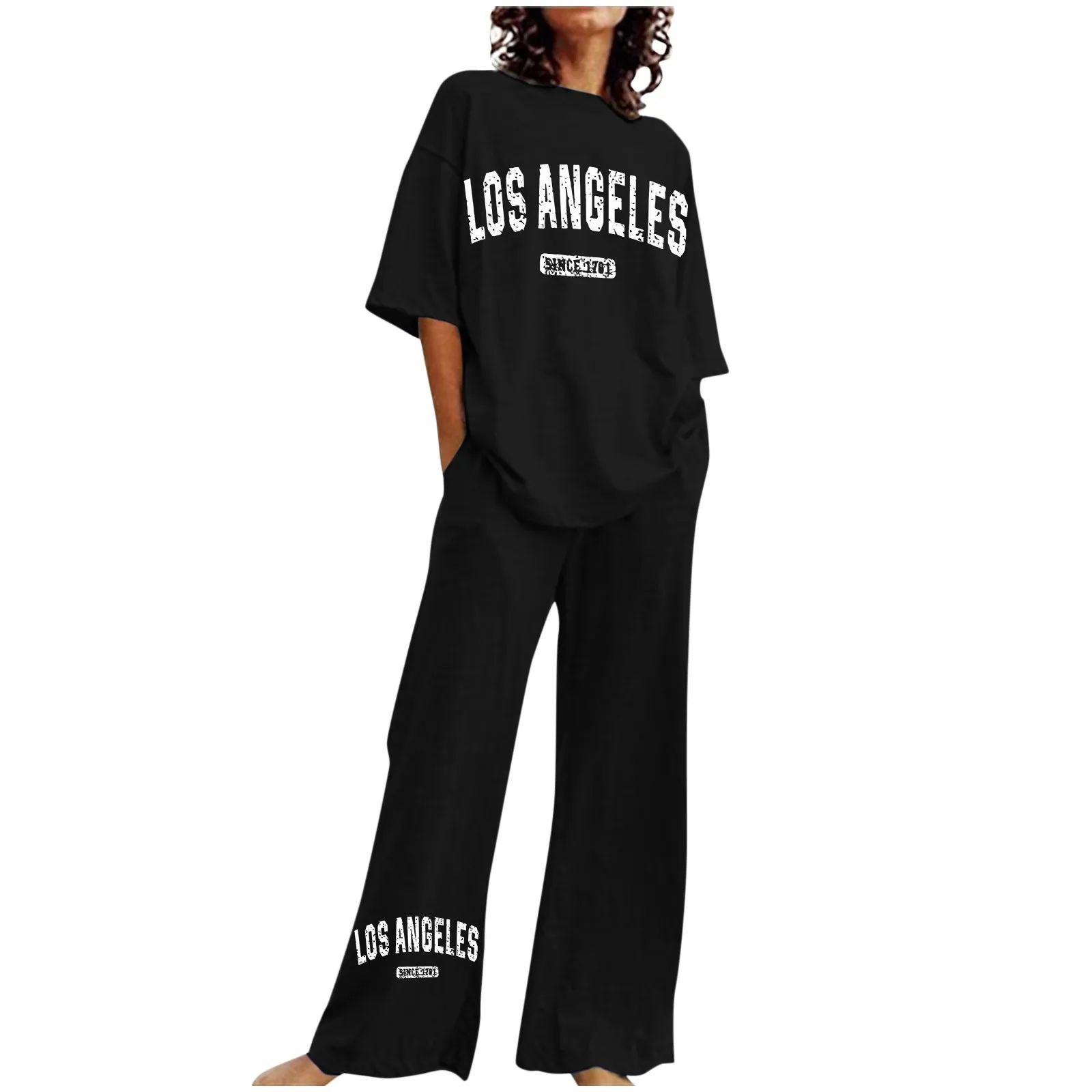 

Летний спортивный костюм с принтом, Женская Однотонная футболка, шорты, подходящая одежда, повседневный комплект из 2 предметов, свободные короткие брюки, простой костюм с круглым вырезом