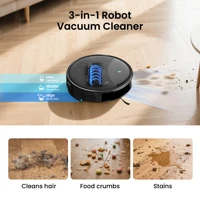 Robot aspirateur Lefant M350 avec cartographie laser ToF, corps ultra‑fin de 8 cm, 6000 Pa, vidange automatique pour 75 jours, idéal pour les appartements 4