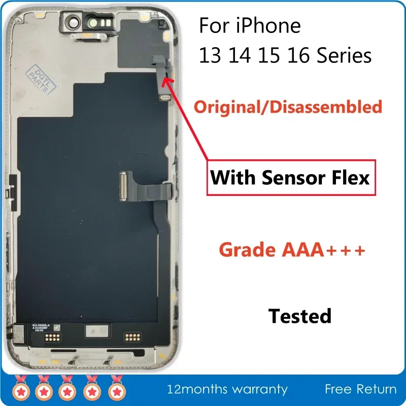 Original Disassembled Official Screen with Sensor Flex For iPhone