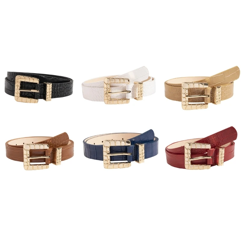 

Casual Pin Buckle Patent Leathers Belt for Women Y2K Alligator Pattern Waist Belt for Teens Girl Fashion Dress Waistband