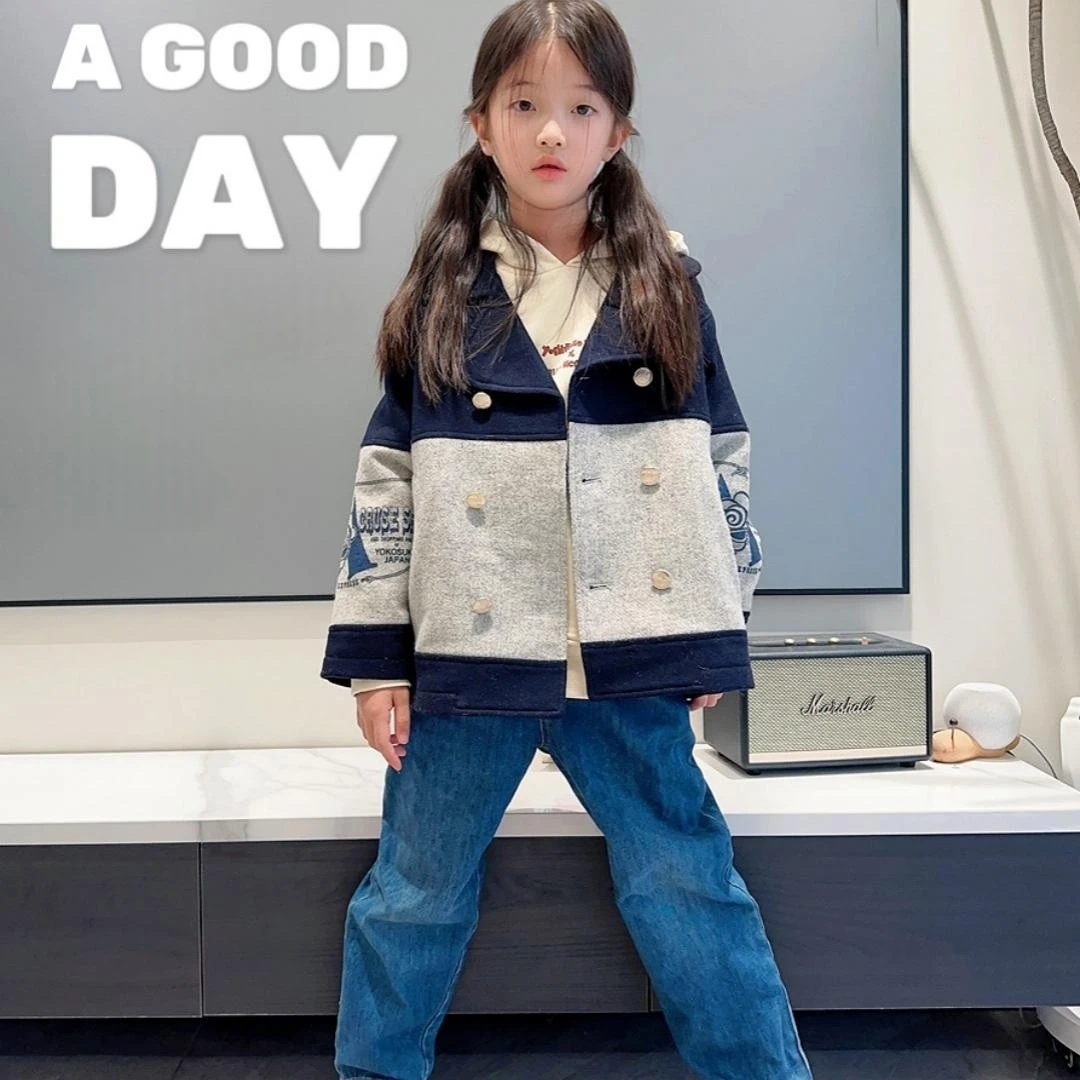 2025년 신상 가을 겨울 한국 아동복 그린 칼라 코튼 코트  남아 여아 아우터 다운 자켓