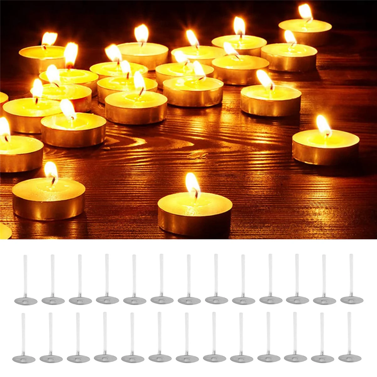 300Pcs Functional Smokeless Candle Wicks,100pcs Wicks Sticker, Pre-Waxed 