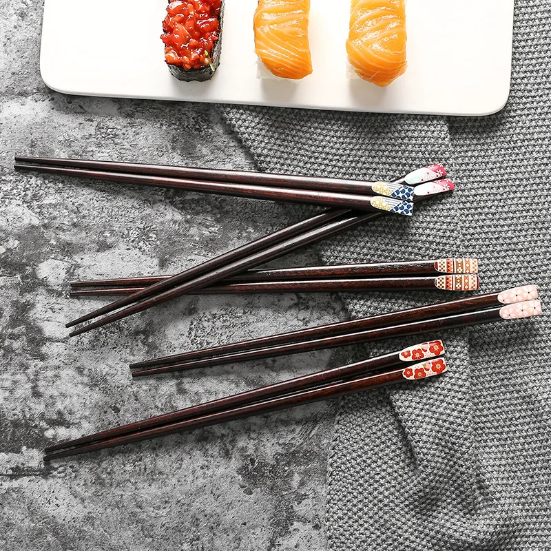 1 Pair Japanese Hexagonal Chopsticks Wooden Sushi Fast Food Noodles chop  sticks Tableware Kitchen Bar Supplies Chinese Cutlery