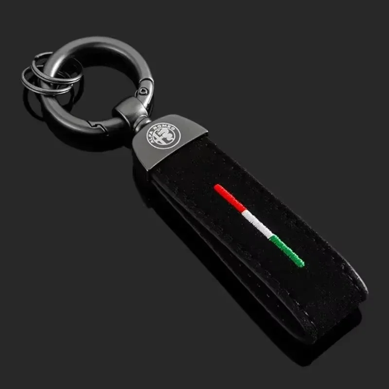 Luxury Leather Car Badge Keychain with Alfa Romeo Logo