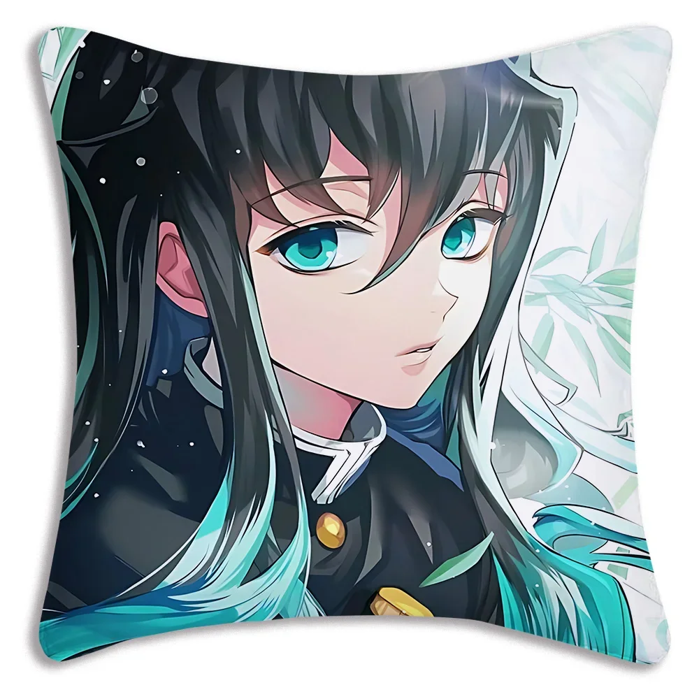 Muichiro Tokito Anime Pillow Covers Cartoon Sofa Decorative Home Double-sided Printing Short Plush Cute Cushion Cover