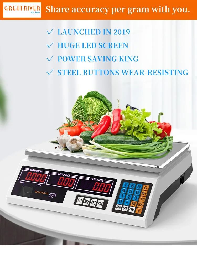40kg Weighing Scales Manufacturer Caminadora Industrial Weiging Scale Digital Computing Scale Weight Function 3 Years LED CE