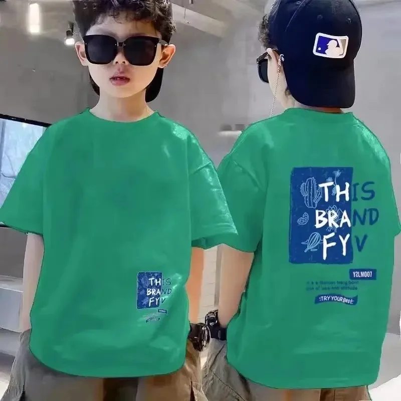 Summer Kids Clothes Streetwear Print T Shirt Short Sleeve Tops Boy Cotton Tees O-Neck Cool Children Fashion Blouse Free Shipping 6