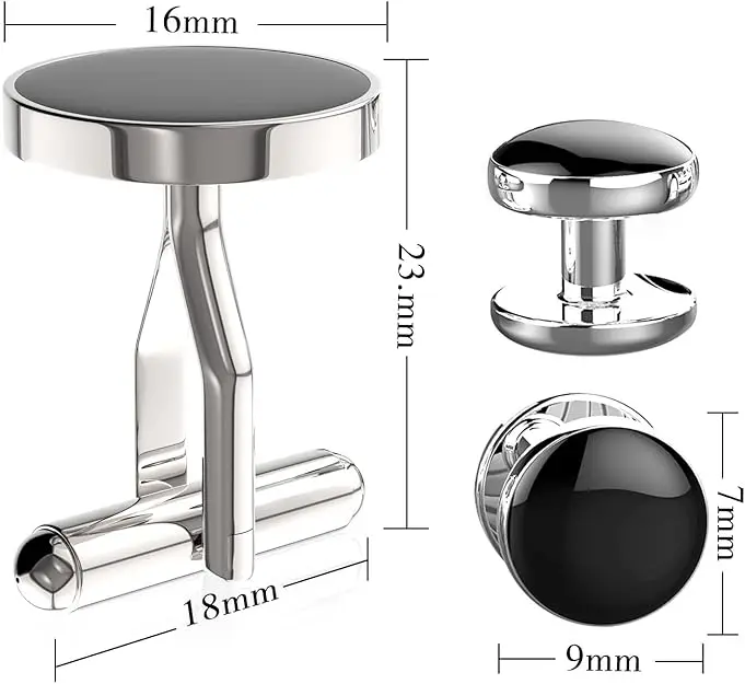 Cufflinks For Men 316L Stainless Steel Tuxedo Shirt Cuff Links Accessories Business Groom Wedding Black Silver Gold Jewelry - 6