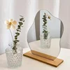 Acrylic Wooden Base Decorative Mirror Irregular Simple INS Style Makeup Mirror Bedroom Countertop Mirror Cosmetic Beauty 1