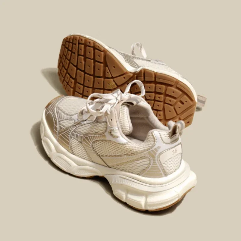 Designers White Sneakers Women Flats Shoes Lace Up   Vulcanize Shoes Female Mesh Wedge Platform Casual Zapatillas Mujer 4