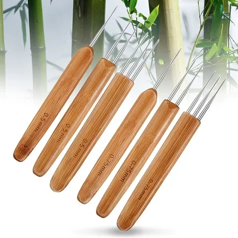 

3Pcs/Set Multi Purpose Bamboo Handle Craft Needle Home Use Crochet Hooks Set Portable 0.5mm/0.75mm/1mm DIY Sewing Tools