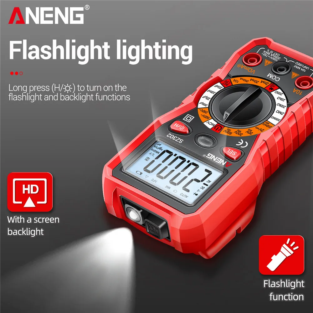 ANENG SZ301/SZ302 디지털 멀티미터 테스터 전문 LCD 자동 AC/DC 전압 다이오드 저항 커패시턴스 측정기